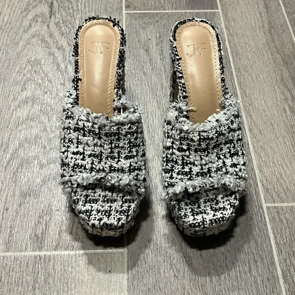 JF London Black & White Tweed Heels - Picture 3 of 9